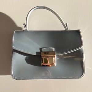 Italian Blue Handbag with Gold Detail Italy